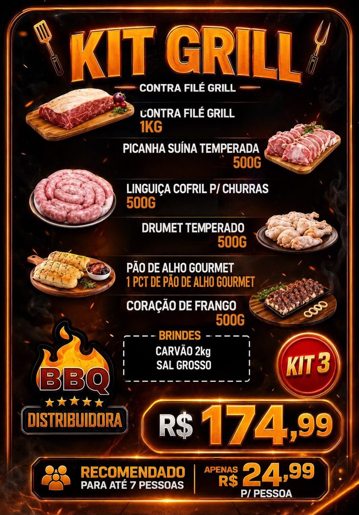 Arte do Kit Grill 03 com os itens e o preço
