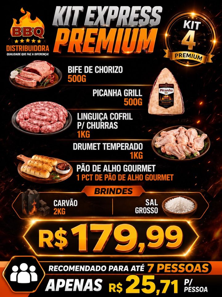 Arte do Kit Express Premium 04 com os itens e o preço